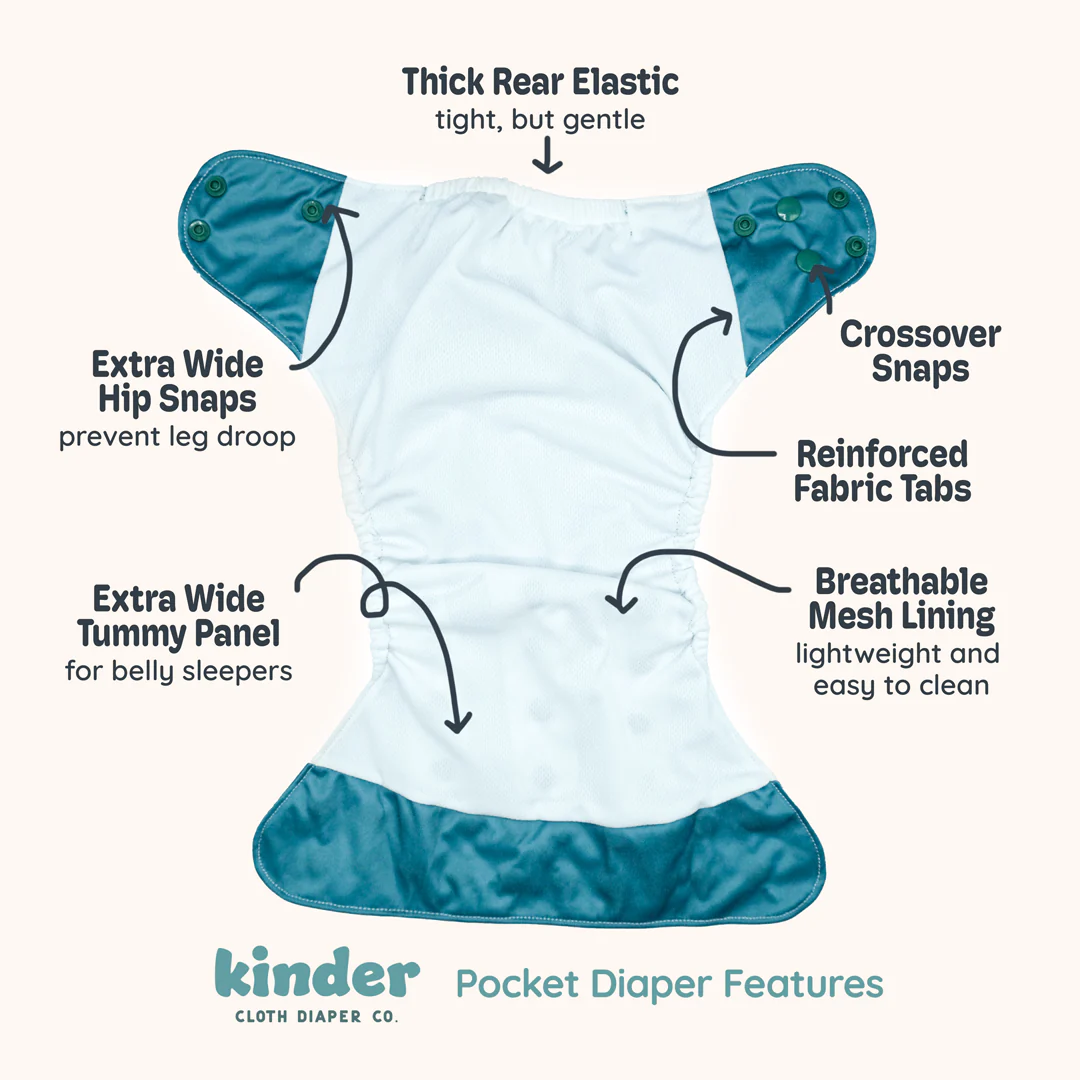 Nature: Essentials Pocket Cloth Diaper with Athletic Wicking Jersey, Grows with your Baby - Image 39