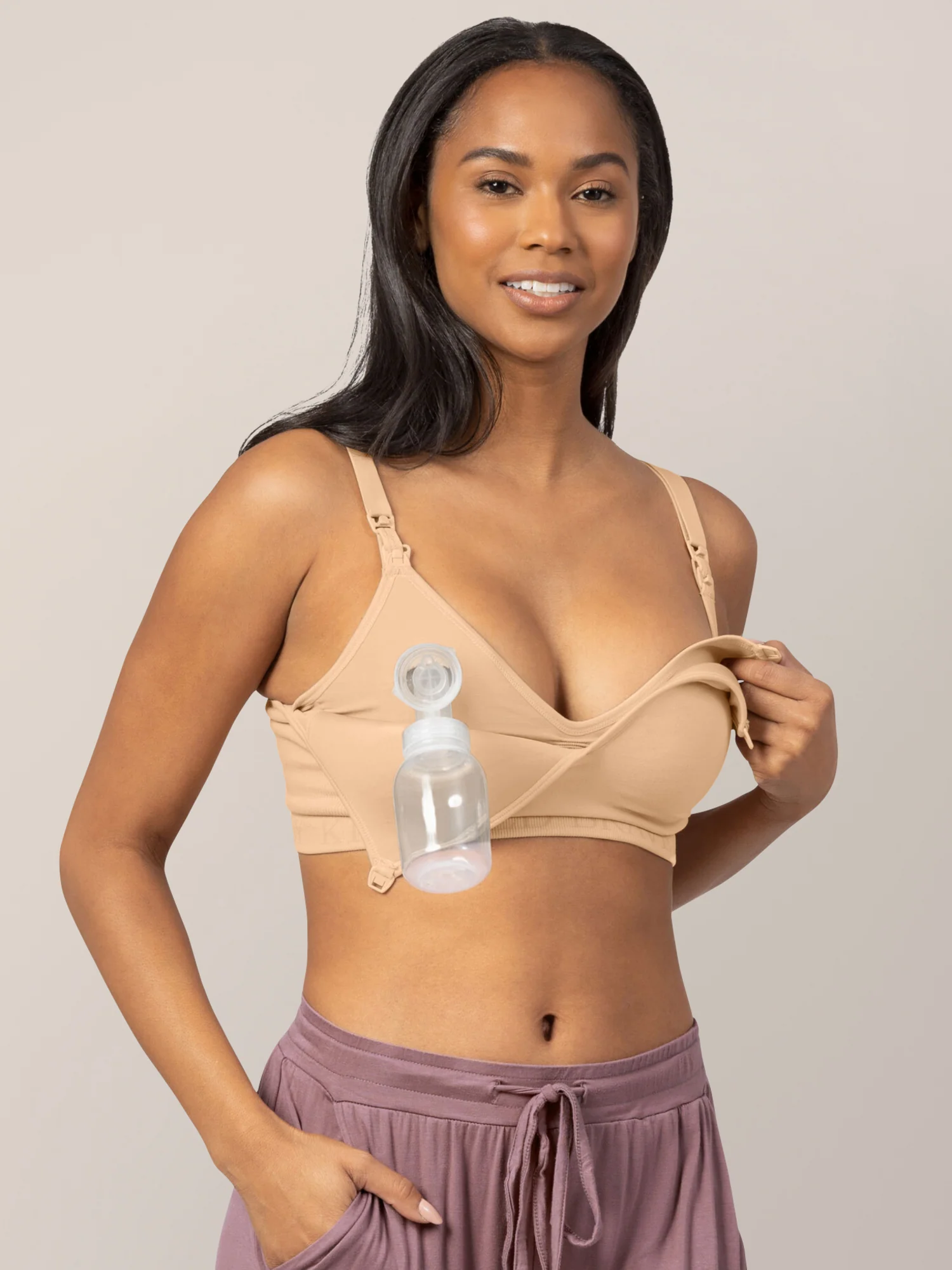 Signature Sublime® Contour Hands-Free Pumping & Nursing Bra | Beige - Image 5