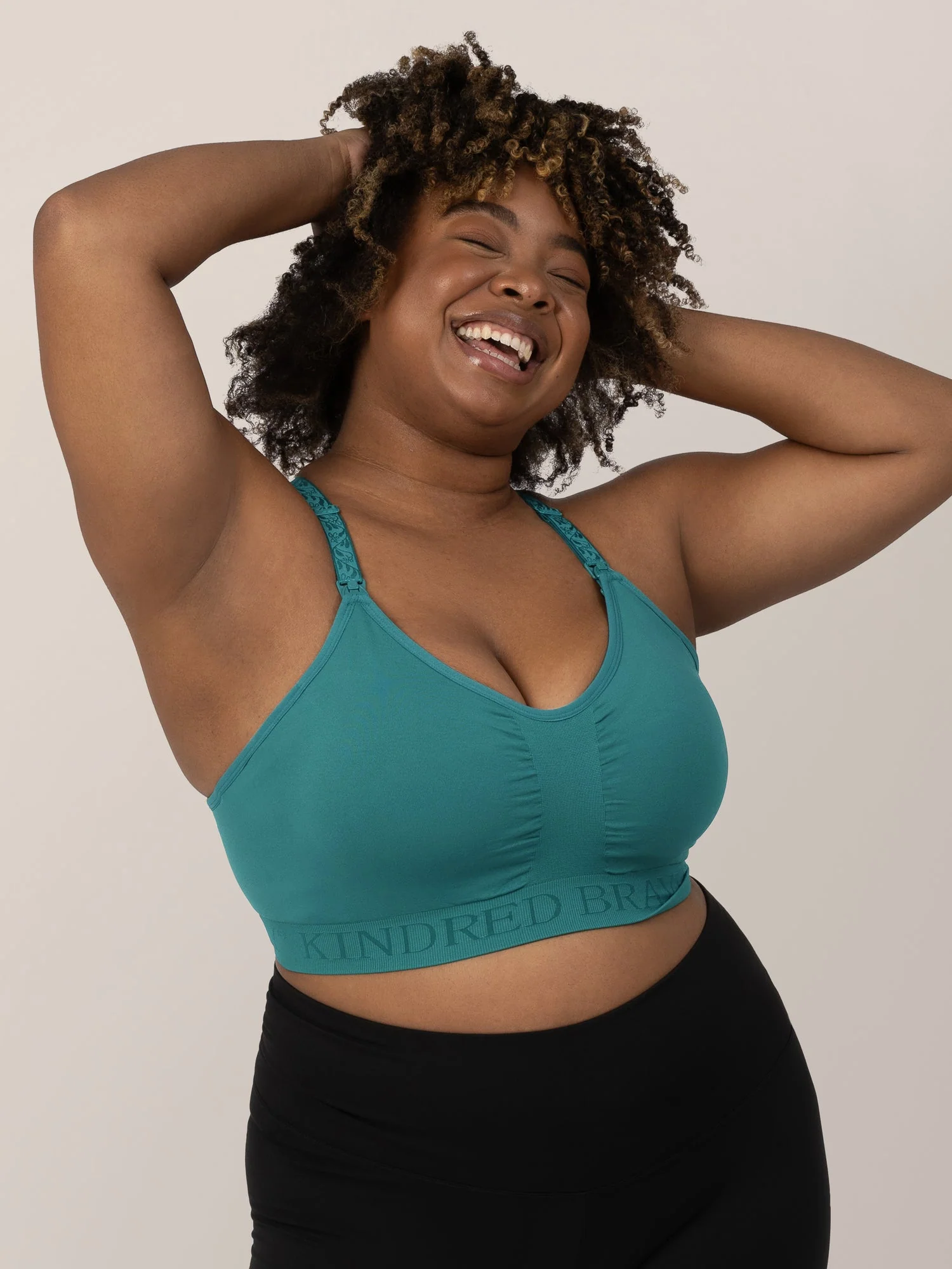 Sublime® Hands-Free Pumping & Nursing Sports Bra | Teal - Image 4